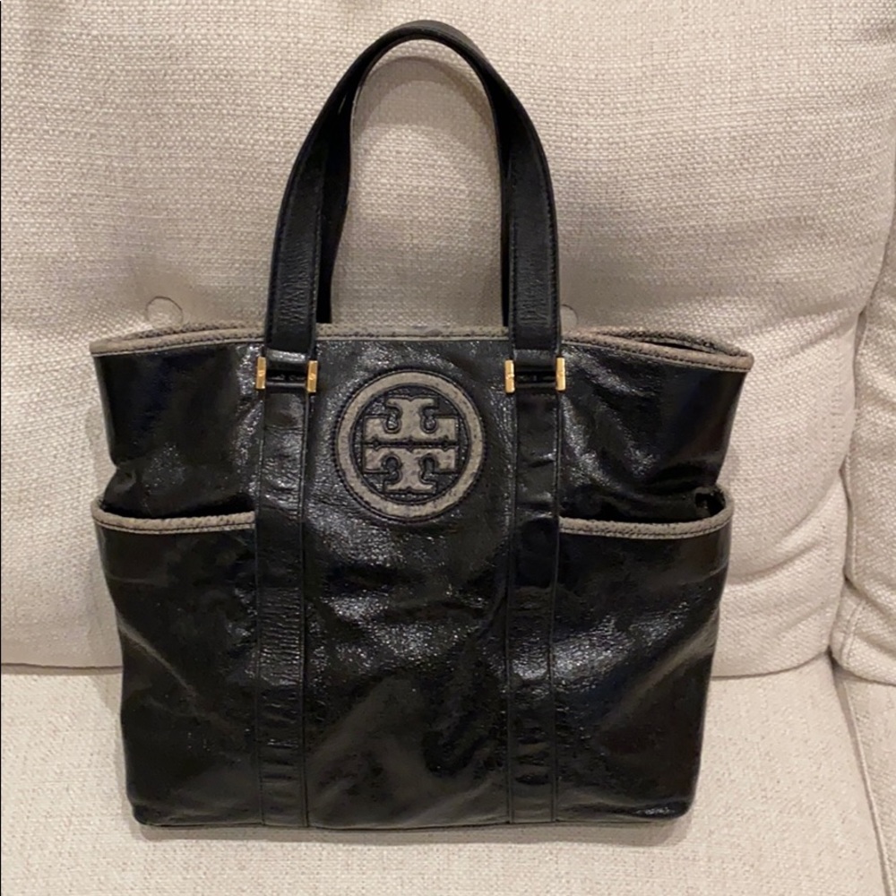 Tory Burch Black Patent Tote Purse